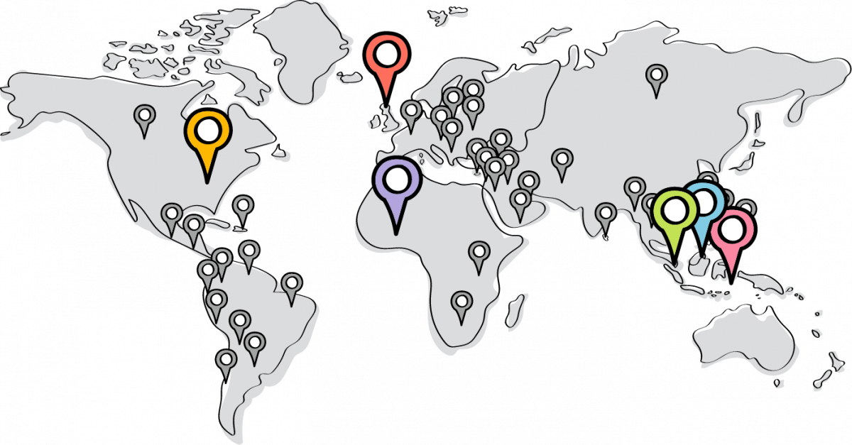 world map locations graphic